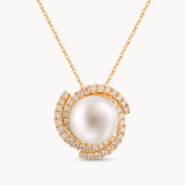 18K Rose Gold with Cultured F.W. Pearl Necklace